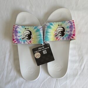 Tie-Dye Logo Slide Sandals - White Base